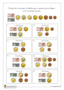 Combinar monedas y billetes hasta 20 euros