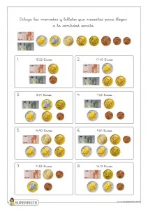 Combinar monedas y billetes hasta 20 euros