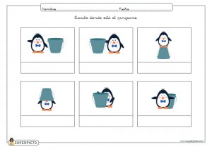 Escribir dónde está el pingüino