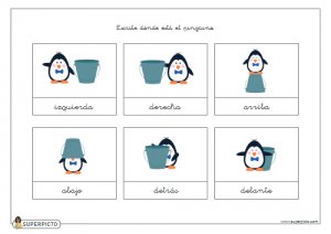 Escribir dónde está el pingüino