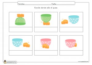 Escribir dónde está el cuenco