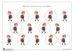 Rodear los niños que miran a la derecha