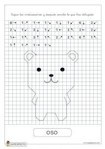 Seguir las indicaciones y después escribir lo que se ha dibujado (oso)