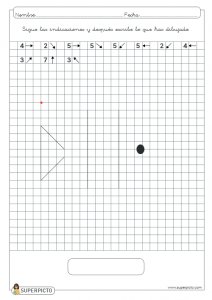 Seguir las indicaciones y después escribir lo que se ha dibujado (pez)