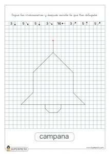 Seguir las indicaciones y después escribir lo que se ha dibujado (campana)