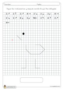 Seguir las indicaciones y después escribir lo que se ha dibujado (pato)