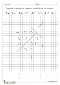 Seguir las indicaciones y después escribir lo que se ha dibujado (mariquita)