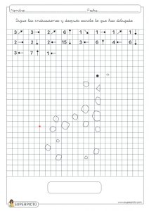 Seguir las indicaciones y después escribir lo que se ha dibujado (jirafa)
