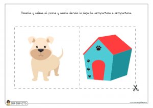 Recortar y colocar el perro y caseta donde te diga tu compañero o compañera