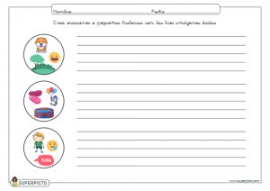 Crear oraciones o pequeñas historias con las tres imágenes dadas