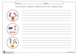 Crear oraciones o pequeñas historias con las tres imágenes dadas