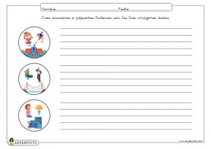 Crear oraciones o pequeñas historias con las tres imágenes dadas