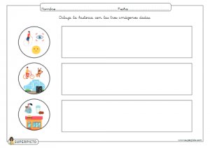 Dibujar la historia con las tres imágenes dadas