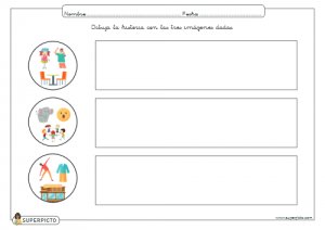 Dibujar la historia con las tres imágenes dadas