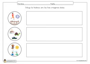 Dibujar la historia con las tres imágenes dadas