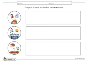 Dibujar la historia con las tres imágenes dadas