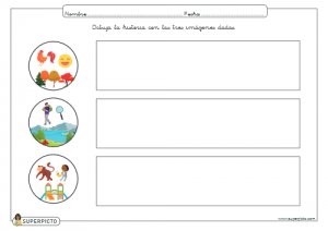 Dibujar la historia con las tres imágenes dadas