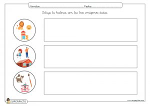 Dibujar la historia con las tres imágenes dadas