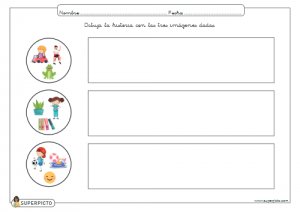 Dibujar la historia con las tres imágenes dadas