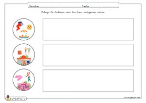 Dibujar la historia con las tres imágenes dadas