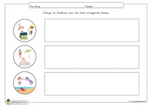 Dibujar la historia con las tres imágenes dadas