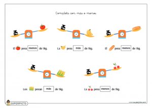 Completar con más o menos