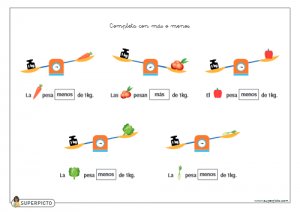 Completar con más o menos