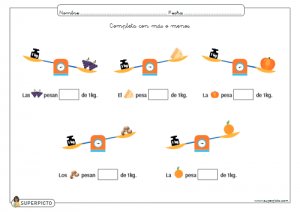 Completar con más o menos