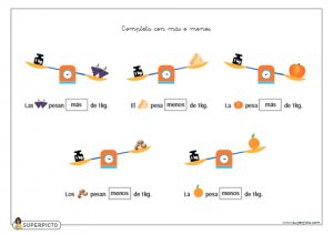 Completar con más o menos