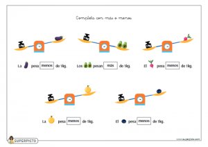 Completar con más o menos