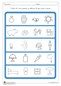 Tachar el más pesado y colorear el que pese menos