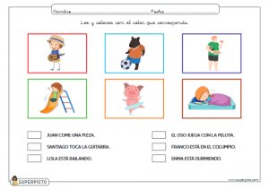 Leer y colorear con el color que corresponda (MAYÚSCULAS)