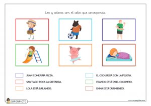 Leer y colorear con el color que corresponda (MAYÚSCULAS)