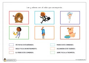 Leer y colorear con el color que corresponda (MAYÚSCULAS)