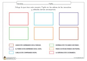 Dibujar lo que dice cada oración (MAYÚSCULA)