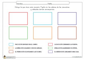 Dibujar lo que dice cada oración (MAYÚSCULA)