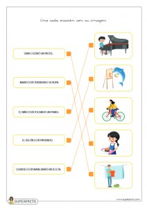 Unir cada oración con su imagen (MAYÚSCULAS)