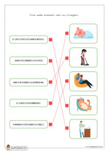 Unir cada oración con su imagen (MAYÚSCULAS)