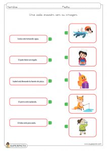 Unir cada oración con su imagen (MINÚSCULAS)