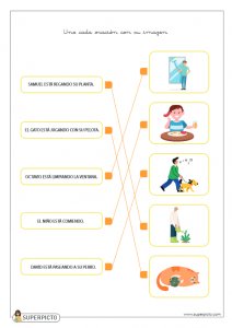 Unir cada oración con su imagen (MAYÚSCULAS)
