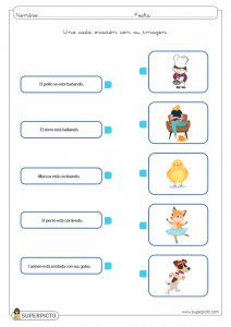Unir cada oración con su imagen (MINÚSCULAS)