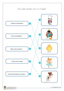 Unir cada oración con su imagen (MINÚSCULAS)