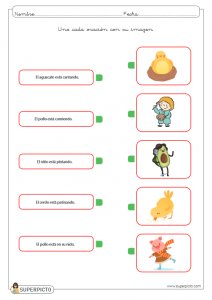 Unir cada oración con su imagen (MINÚSCULAS)