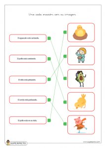 Unir cada oración con su imagen (MINÚSCULAS)