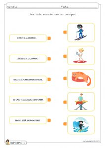 Unir cada oración con su imagen (MAYÚSCULAS)