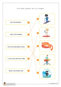 Unir cada oración con su imagen (MAYÚSCULAS)