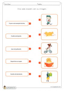 Unir cada oración con su imagen (MINÚSCULAS)