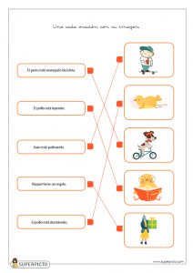 Unir cada oración con su imagen (MINÚSCULAS)