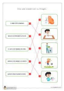 Unir cada oración con su imagen (MAYÚSCULAS)