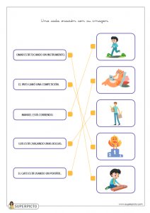 Unir cada oración con su imagen (MAYÚSCULAS)